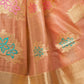 Rajwada Peach Silk Blend Woven Saree For Women