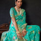 Rajwada Turquoise Silk Blend Woven Saree For Women