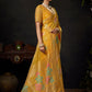 Rajwada Yellow Cotton Blend Woven Saree For Women