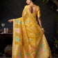 Rajwada Yellow Cotton Blend Woven Saree For Women