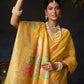 Rajwada Yellow Cotton Blend Woven Saree For Women