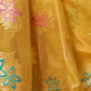 Rajwada Yellow Cotton Blend Woven Saree For Women