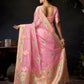 Rajwada Light Pink Cotton Blend Woven Saree For Women