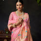 Rajwada Light Pink Cotton Blend Woven Saree For Women