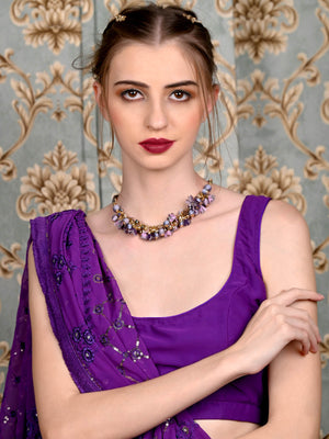 Rajwada Women Purple And Blue Beads Necklace