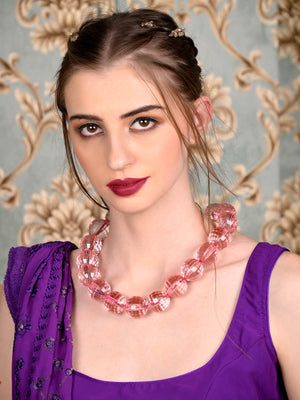Rajwada Women Pink Big Beads Necklace