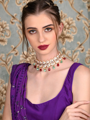 Rajwada Women Multicolored Meenakari Choker Necklace Set