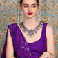 Rajwada Women Oxidised Silver Stone Studded Long Necklace Set
