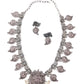 Rajwada Women Oxidised Silver Stone Studded Long Necklace Set