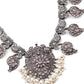 Rajwada Women Oxidised Silver Stone Studded Long Necklace Set