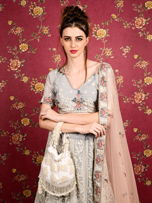 Rajwada Women White Embellished Potli Bag