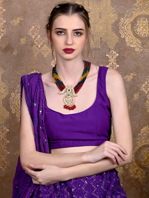 Rajwada Women Multicolored And Gold Long Necklace Set