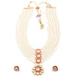 Rajwada White Multiple Layered Pearls Long Necklace Set For Women