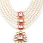 Rajwada White Multiple Layered Pearls Long Necklace Set For Women