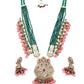 Rajwada Women Antique Style Bridal Green Long Necklace Set