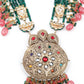 Rajwada Women Antique Style Bridal Green Long Necklace Set