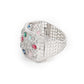 Rajwada Women Silver And Multicolored Imitation Cuff Bracelet