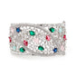 Rajwada Women Silver And Multicolored Imitation Cuff Bracelet