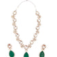 Rajwada Women White And Green Long Necklace Set
