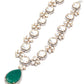 Rajwada Women White And Green Long Necklace Set