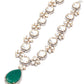 Rajwada Women White And Green Long Necklace Set