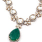 Rajwada Women White And Green Long Necklace Set