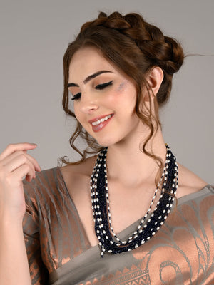 Rajwada Women Dark Blue Beads Long Necklace