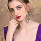 Rajwada Women Blue Peacock Dangler Earrings
