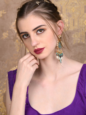 Rajwada Women Blue Peacock Dangler Earrings