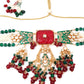 Rajwada Women White And Green Double Sided Choker Necklace Set