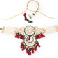 Rajwada Women Green And Red Choker Necklace Set
