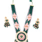 Rajwada Women Pink And Green Long Necklace Set