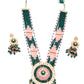 Rajwada Women Pink And Green Long Necklace Set