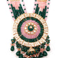 Rajwada Women Pink And Green Long Necklace Set