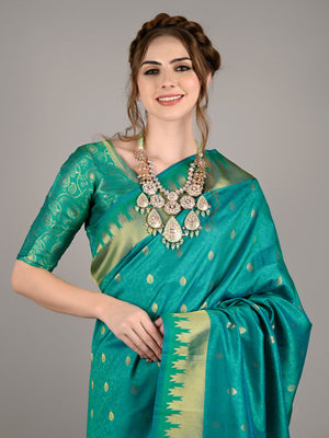 Rajwada Women Pink And Green Long Necklace Set