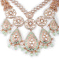 Rajwada Women Pink And Green Long Necklace Set