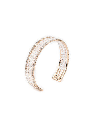 Rajwada Women Gold Imitation And White Stone Studded Mixed Metal Bracelet