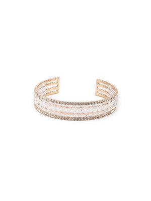 Rajwada Women Gold Imitation And White Stone Studded Mixed Metal Bracelet