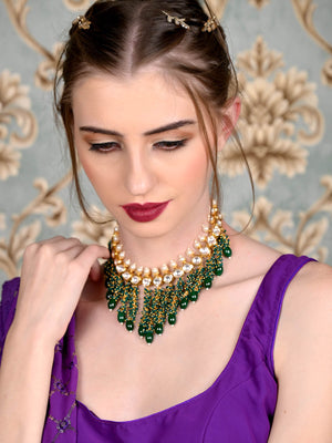 Rajwada Women Multicolor Tesseled Bridal Choker Necklace Set
