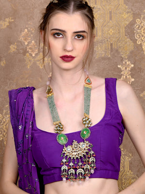 Rajwada Women Royal Look Multicolored Double Sided Long Necklace Set
