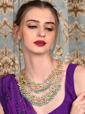Rajwada Women Double Layered Choker Necklace Set
