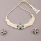 Rajwada Women Green And White Choker Necklace Set
