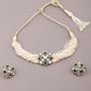 Rajwada Women Green And White Choker Necklace Set