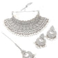 Rajwada Women White Bridal Choker Necklace Set
