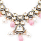 Rajwada Women Designer White And Pink Necklace Set