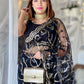 Rajwada - Black Net Sequins Saree with Stitched Blouse