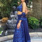 Rajwada Women Blue Designer Embroidered Semi Stitched Lehenga With Unstitched Blouse