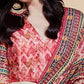 Rajwada Red Printed Embroidered Chinon Semi Stitched Lehenga With Unstitched Blouse For Women