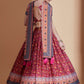 Rajwada Magenta Printed Chinnon Semi Stitched Lehenga With Unstitched Blouse  For Women