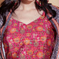 Rajwada Magenta Printed Chinnon Semi Stitched Lehenga With Unstitched Blouse  For Women